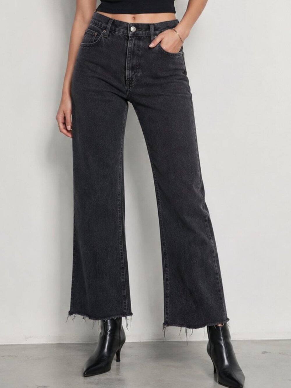 SLVRLAKE Frankie Shadow Ridge High Rise Flare Leg Jeans Black Women’s Size 31